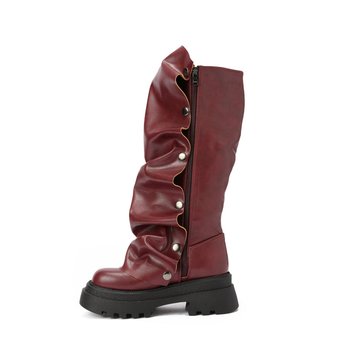 Brava — Ruffle Armor Boot- Wine