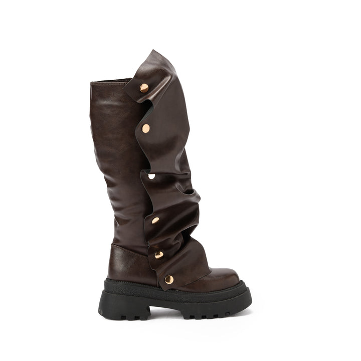 Brava — Ruffle Armor Boot- Brown