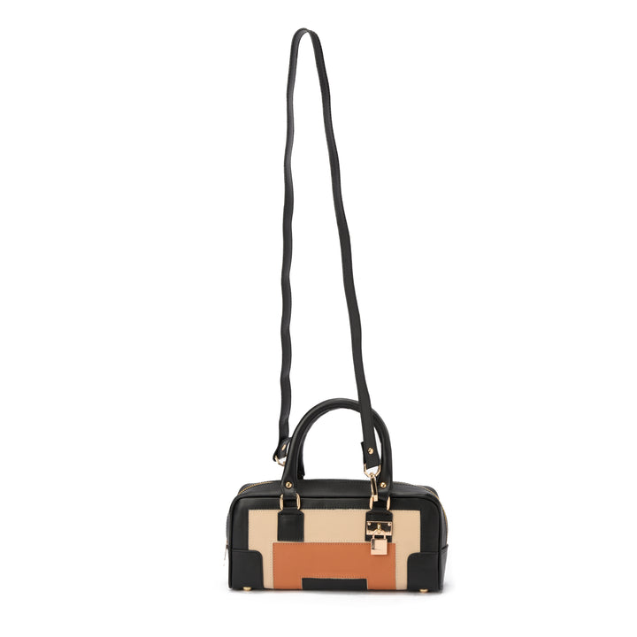 Brava — Padlock Mini Tote- Black/Beige