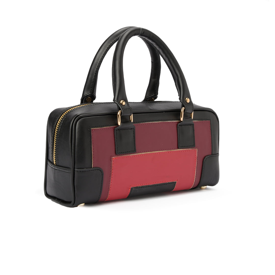 Brava — Padlock Mini Tote- Black/Burgundy
