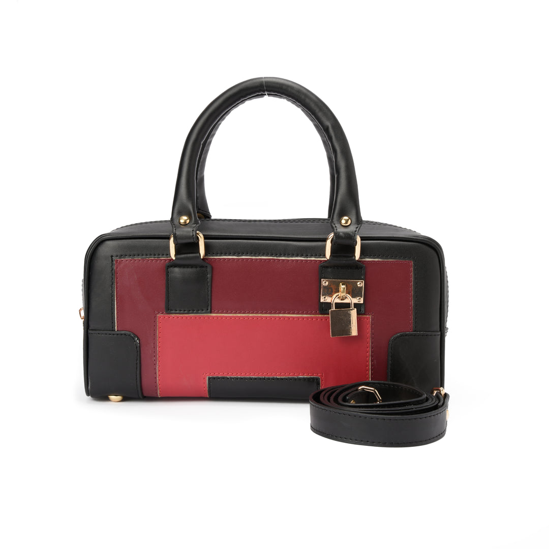 Brava — Padlock Mini Tote- Black/Burgundy