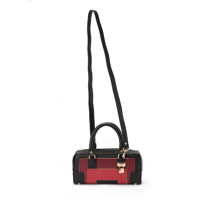 Brava — Padlock Mini Tote- Black/Burgundy