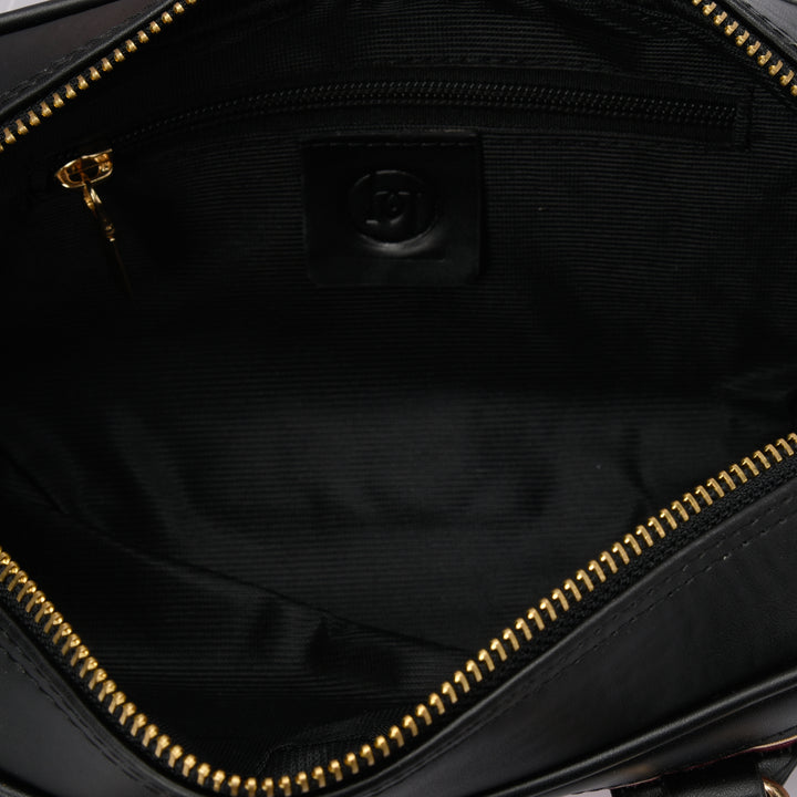 Brava — Padlock Mini Tote- Black/Burgundy