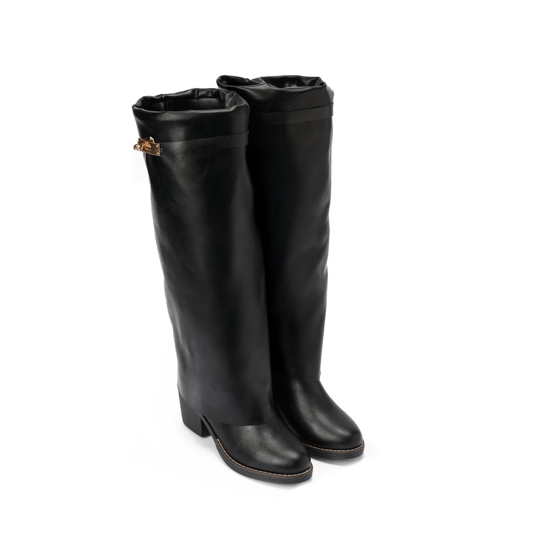 Brava — Sleek Sheath Knee Boot- Black