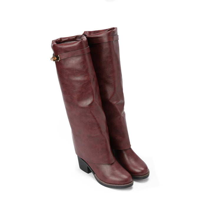Brava — Sleek Sheath Knee Boot- Burgundy