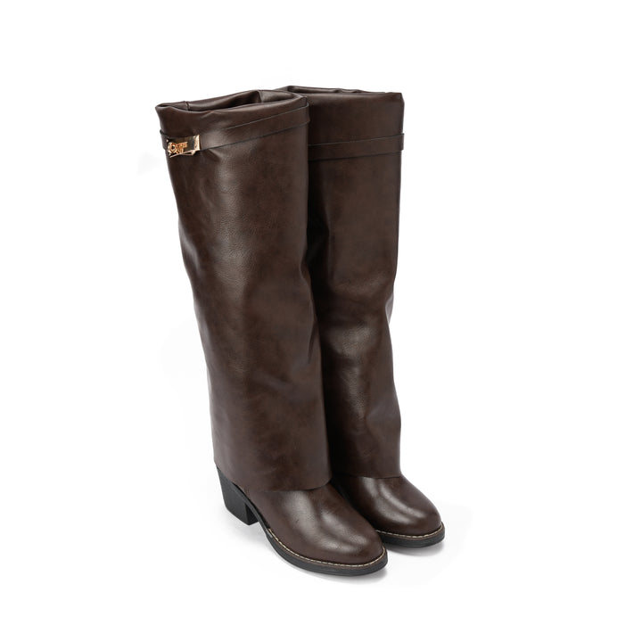 Brava — Sleek Sheath Knee Boot- Brown