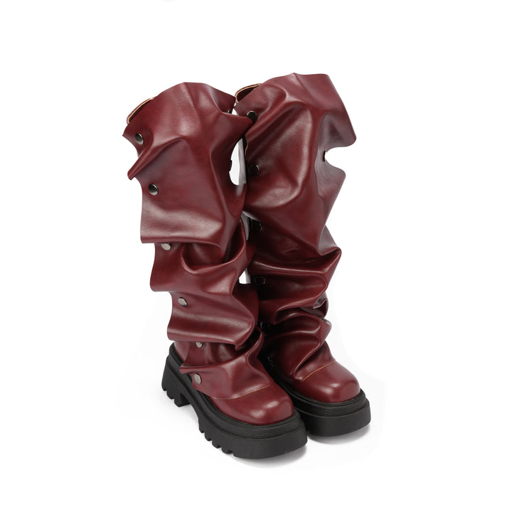Brava — Ruffle Armor Boot- Wine