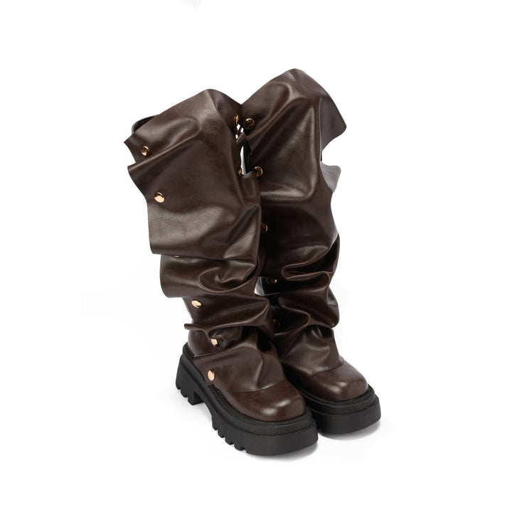 Brava — Ruffle Armor Boot- Brown