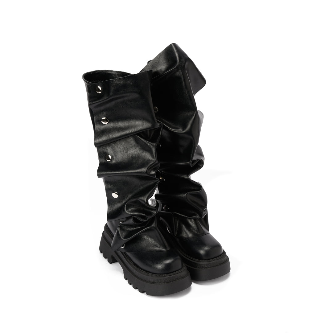 Brava — Ruffle Armor Boot- Black