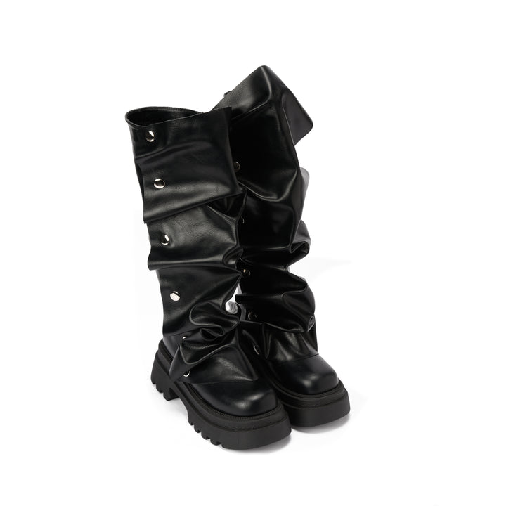 Brava — Ruffle Armor Boot- Black