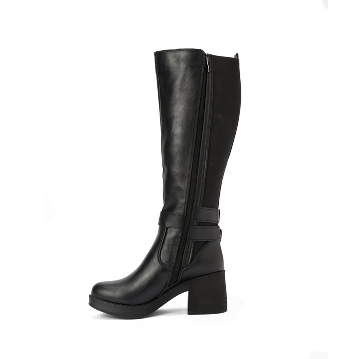 Brava — Rider Buckle Knee Boot- Black