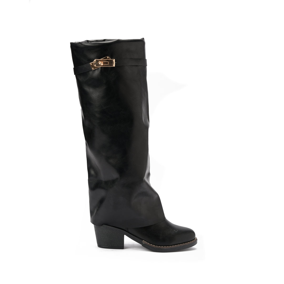 Brava — Sleek Sheath Knee Boot- Black