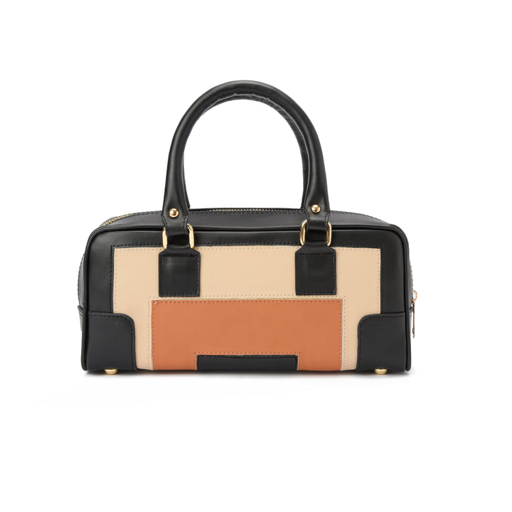 Brava — Padlock Mini Tote- Black/Beige
