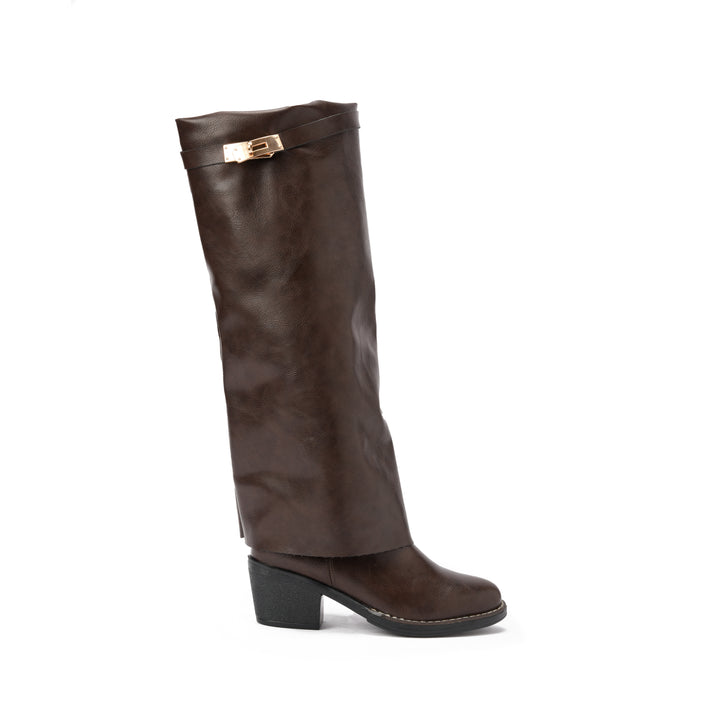 Brava — Sleek Sheath Knee Boot- Brown