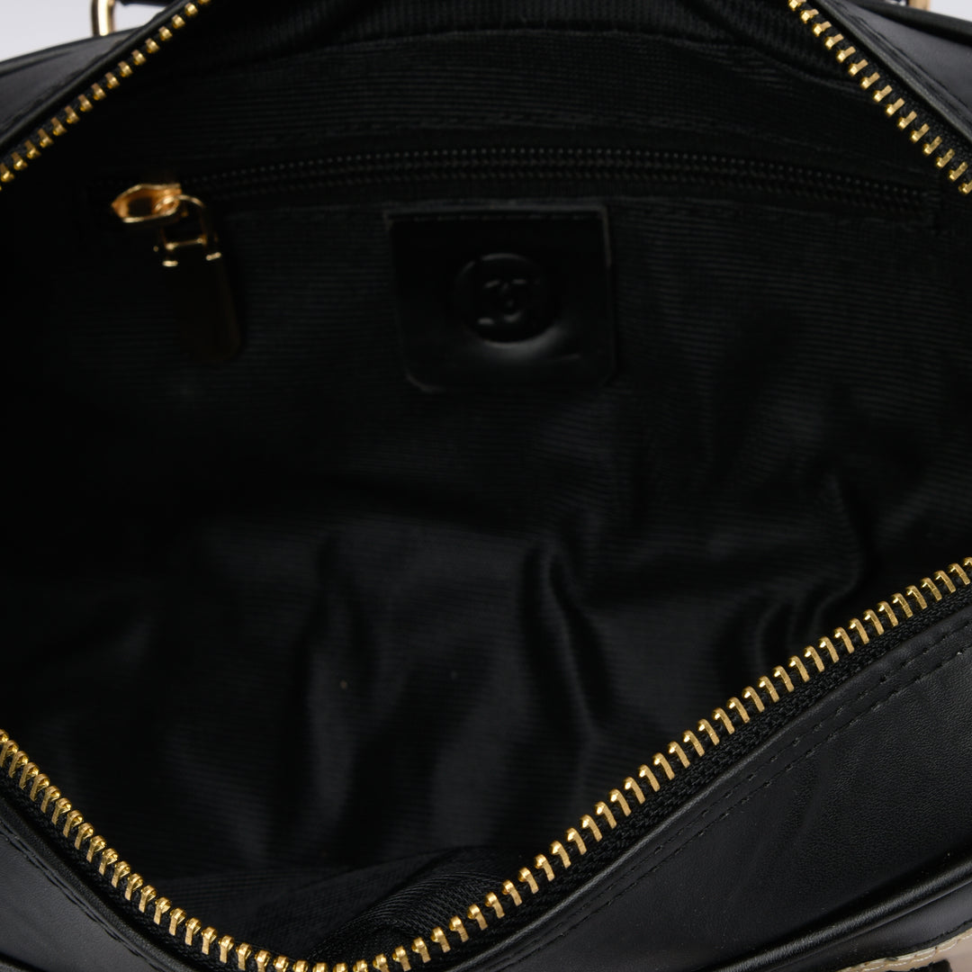 Brava — Padlock Mini Tote- Black/Beige