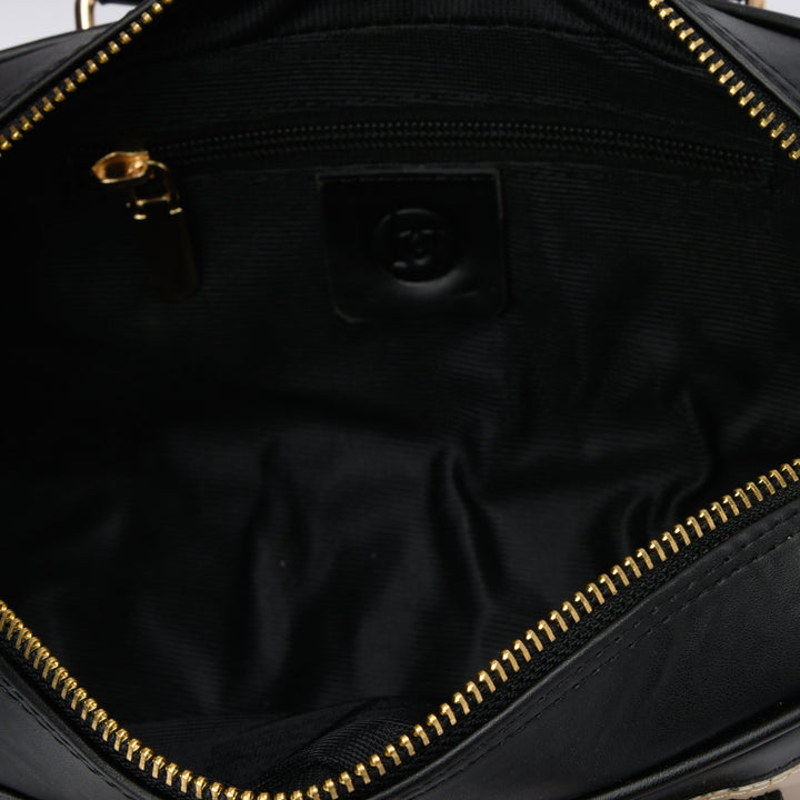 Brava — Padlock Mini Tote- Black/Beige