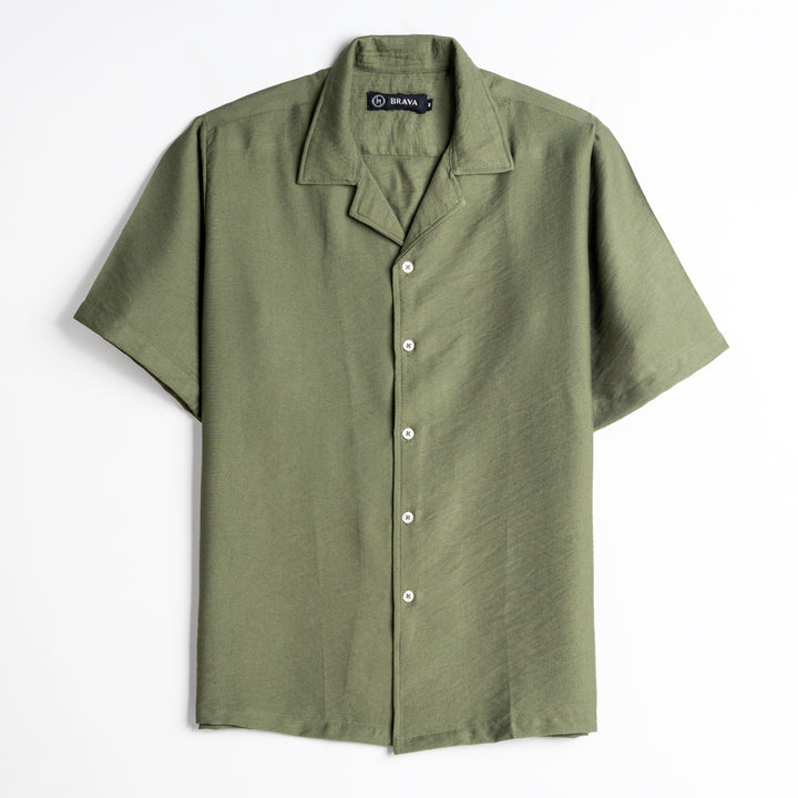 Brava Olive Half Shirt Linen  (Buy1 Get1)