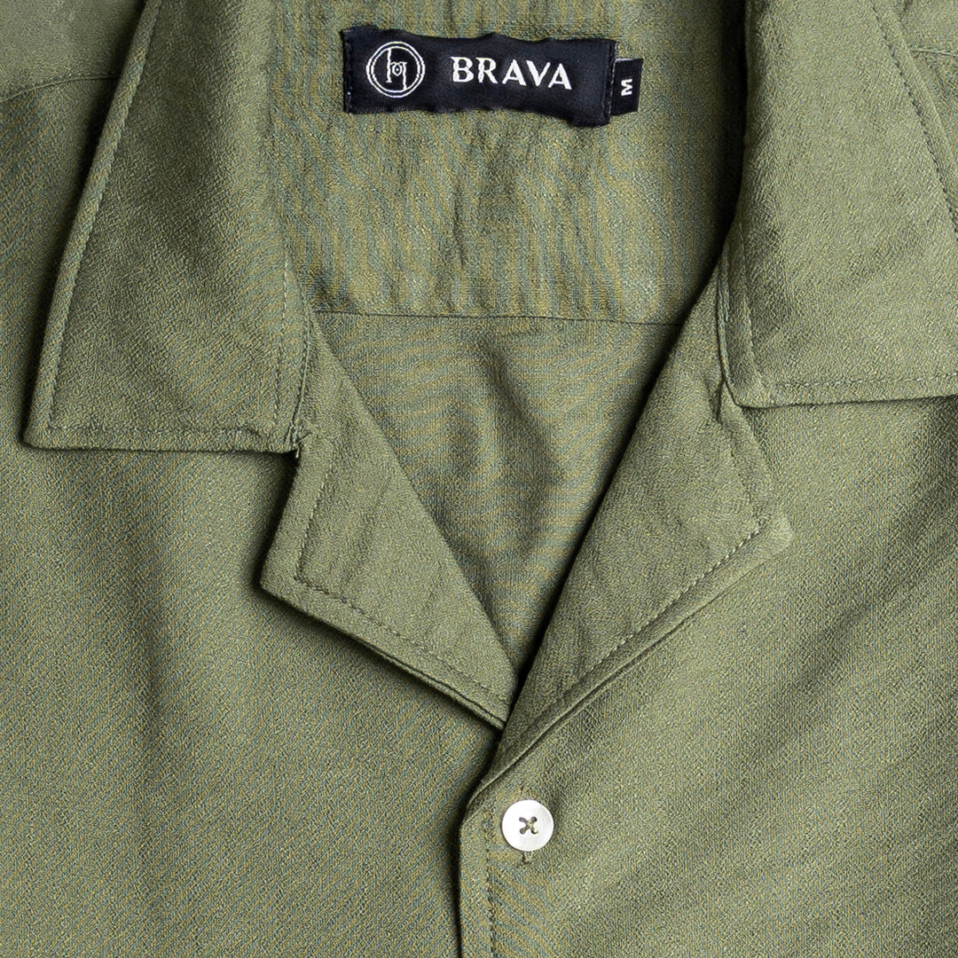 Brava Olive Half Shirt Linen  (Buy1 Get1)