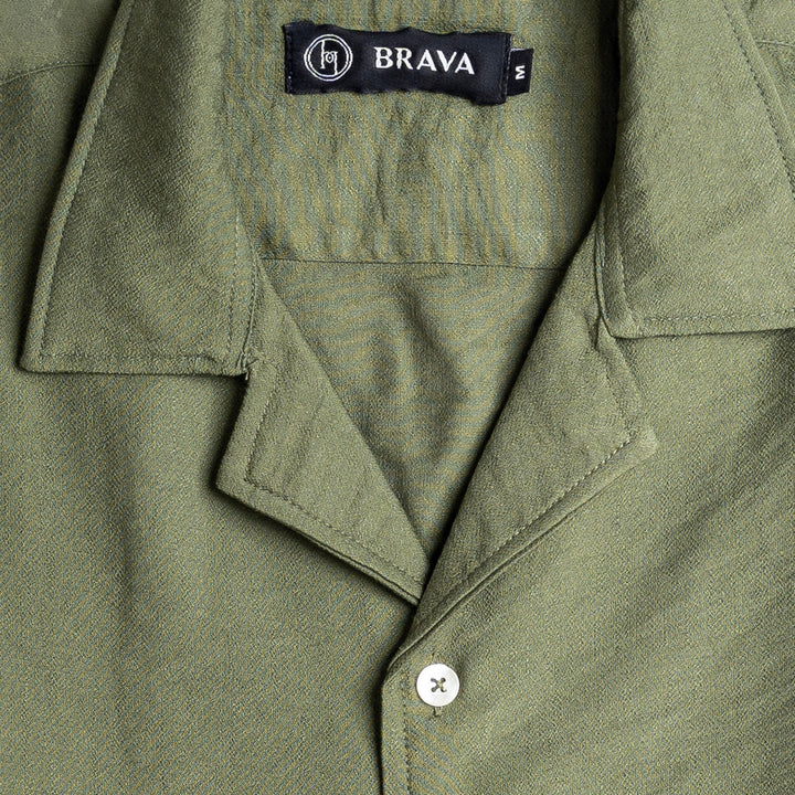 Brava Olive Half Shirt Linen  (Buy1 Get1)