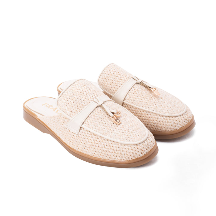 Brava | El Hayah Mule - Woven Beige - Buy1 Get1