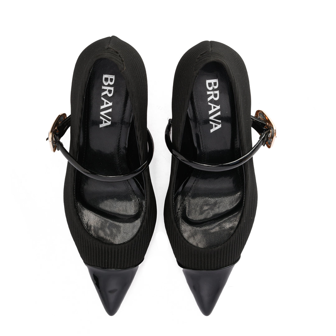 Brava — Cap-Toe Mary Jane- Black