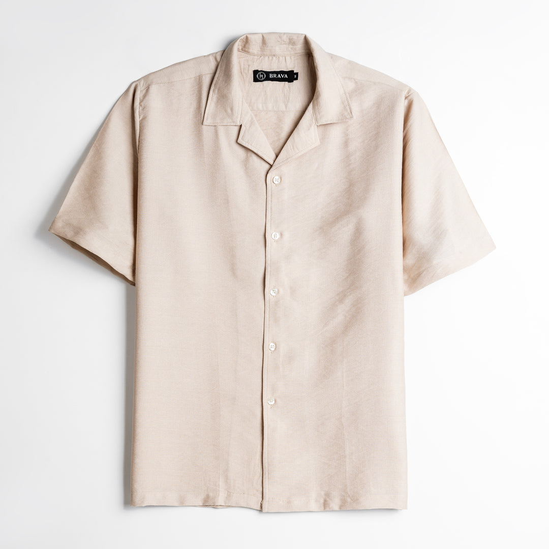 Brava Beige Half Shirt Linen  (Buy1 Get1)