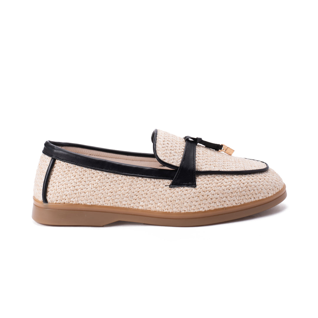 Brava | El Hayah loafer - Woven Beige-Black Strap - Buy1 Get1