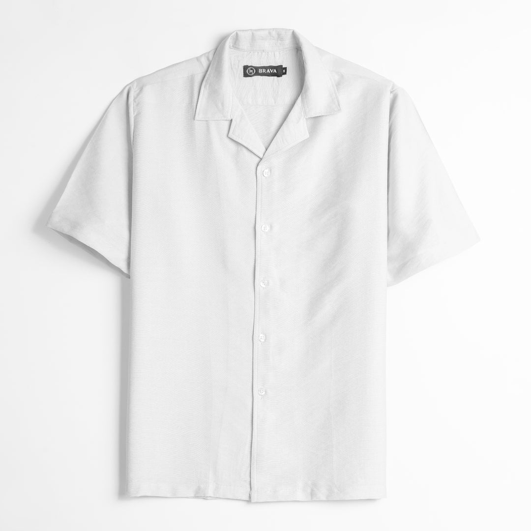 Brava Off White Half Shirt Linen  (Buy1 Get1)