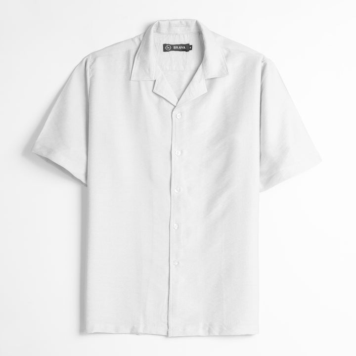 Brava Off White Half Shirt Linen  (Buy1 Get1)