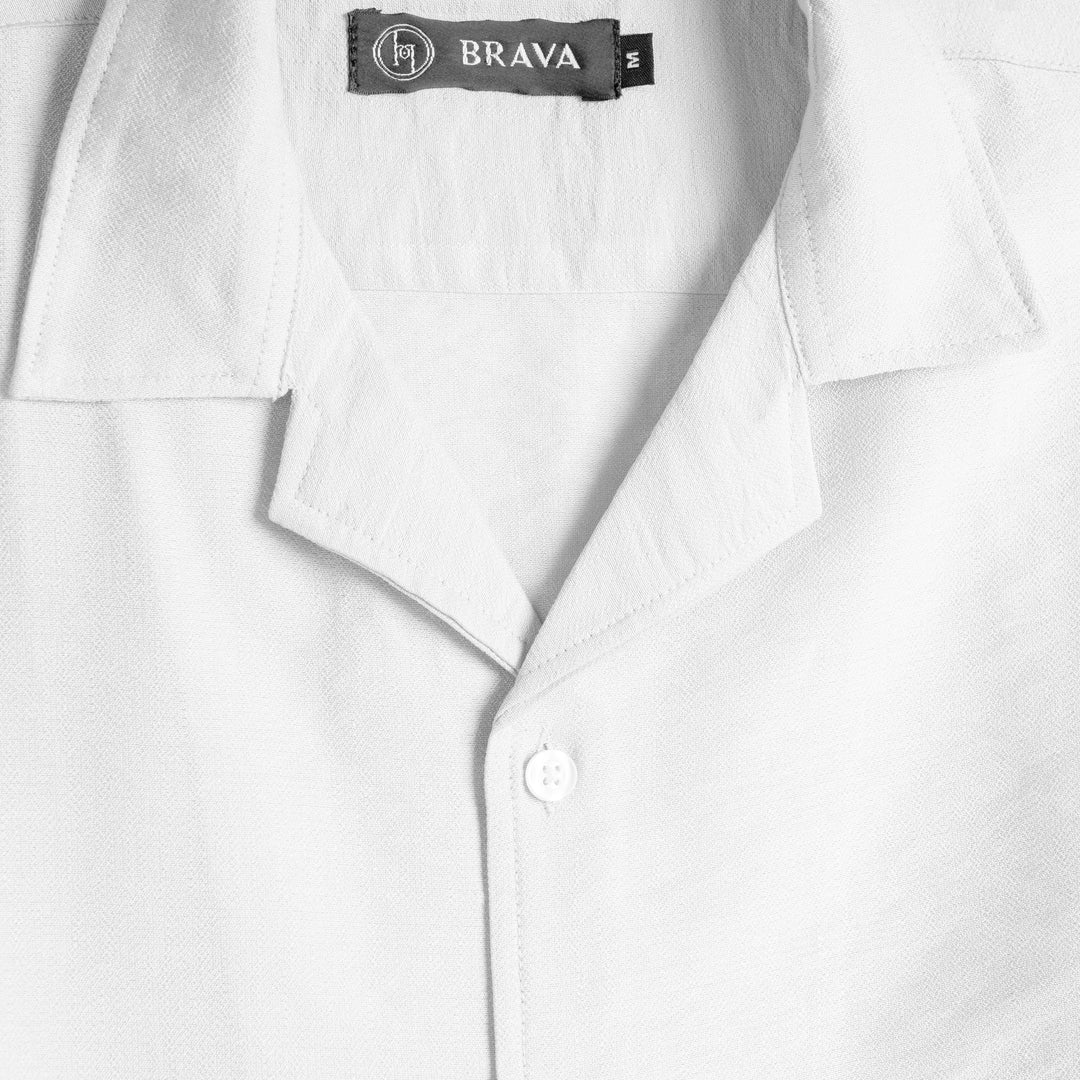 Brava Off White Half Shirt Linen  (Buy1 Get1)