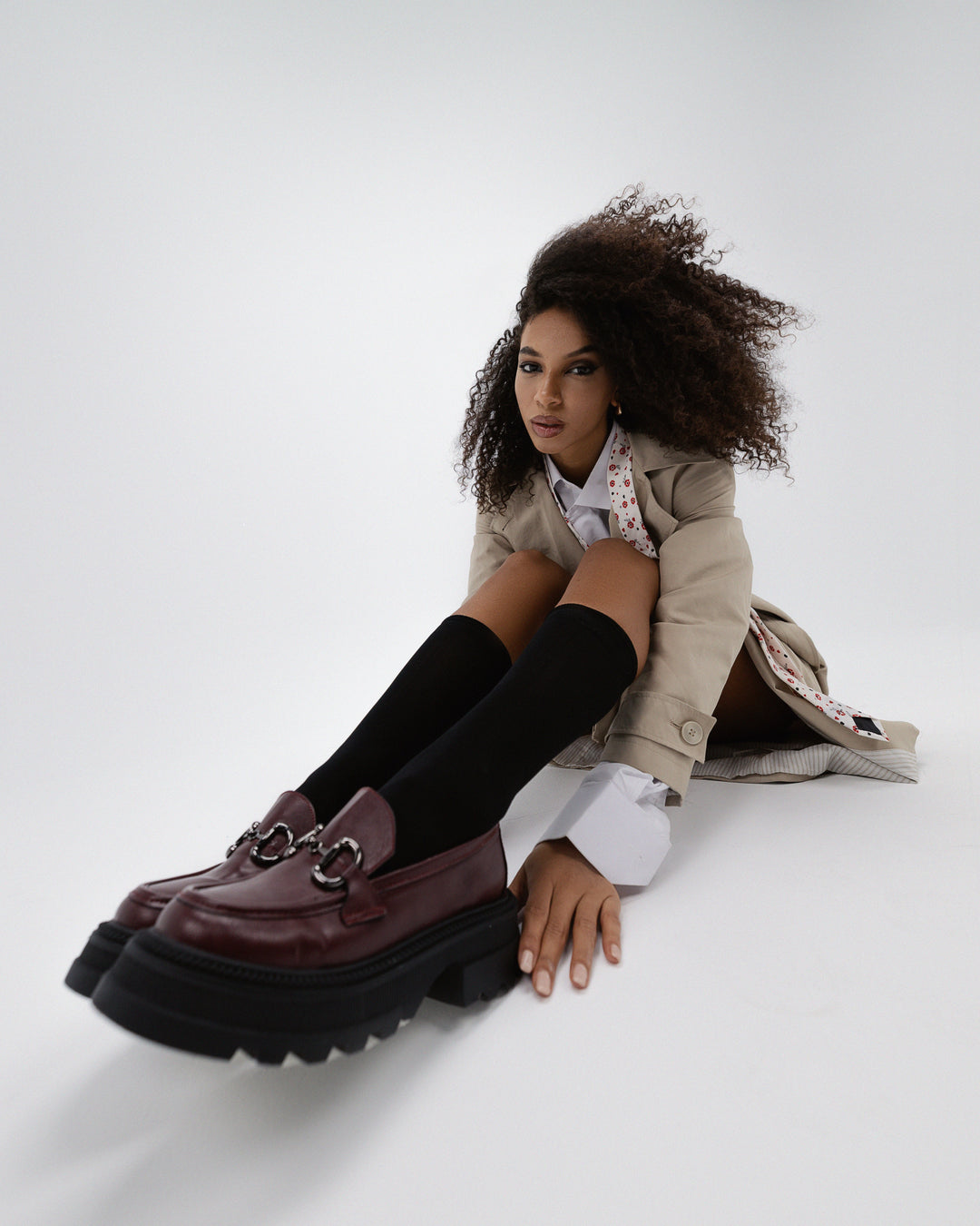 Women Burgundy Chunky Buckled Loafer