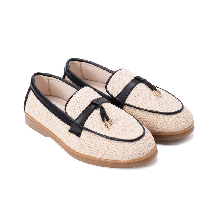 Brava | El Hayah loafer - Woven Beige-Black Strap - Buy1 Get1