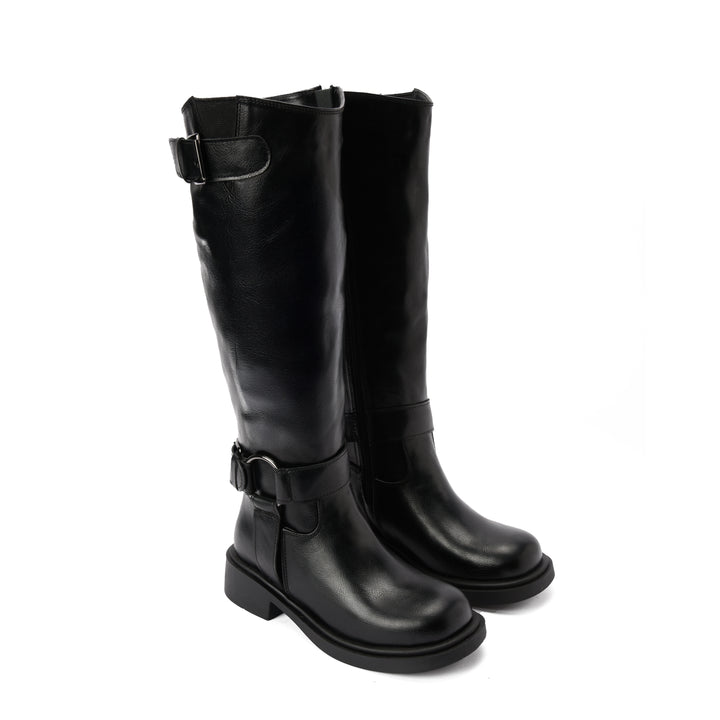 Brava — Harness Loop Knee Boot - Black