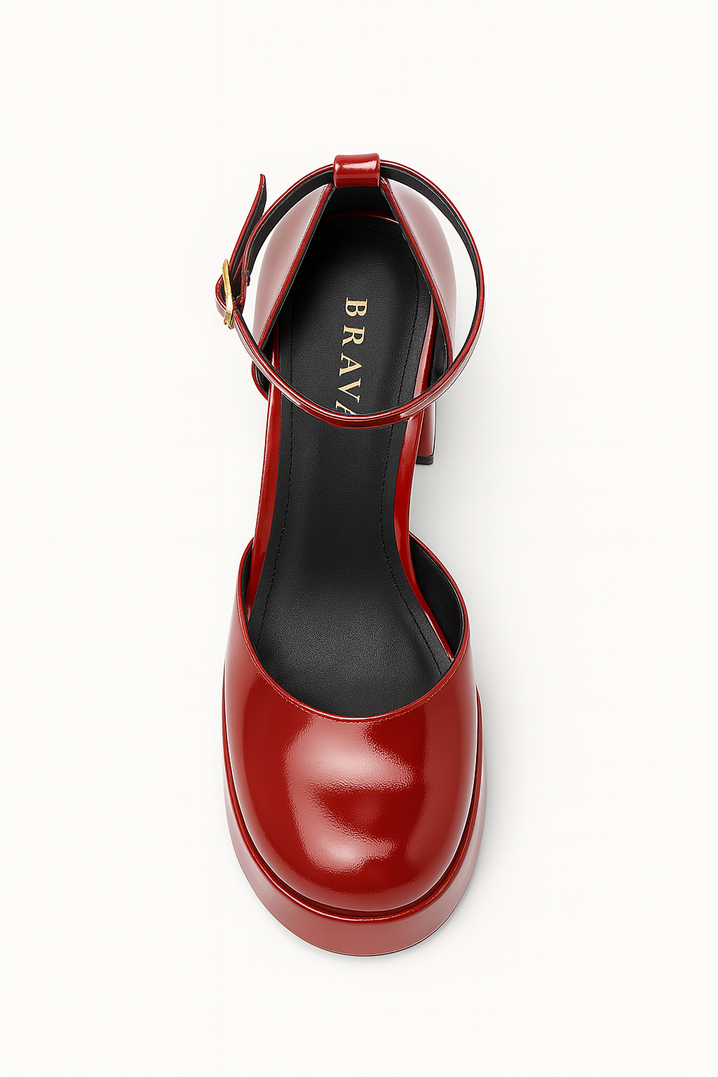 Brava — Platform Ankle-Strap Heel- Maroon Patent