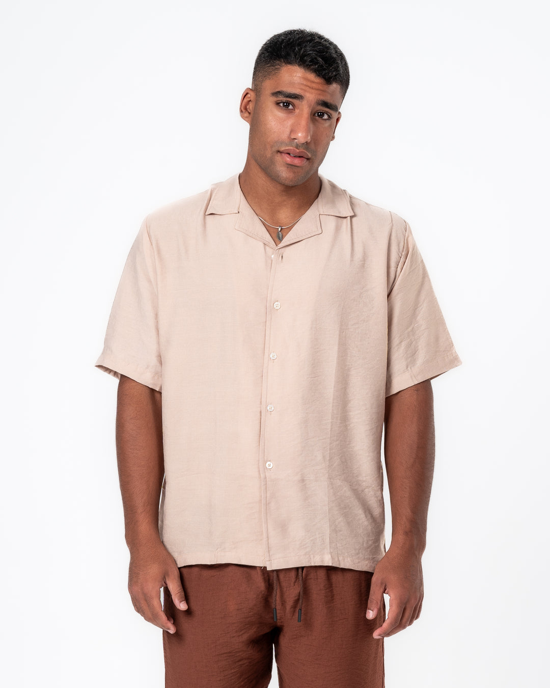 Brava Beige Half Shirt Linen  (Buy1 Get1)