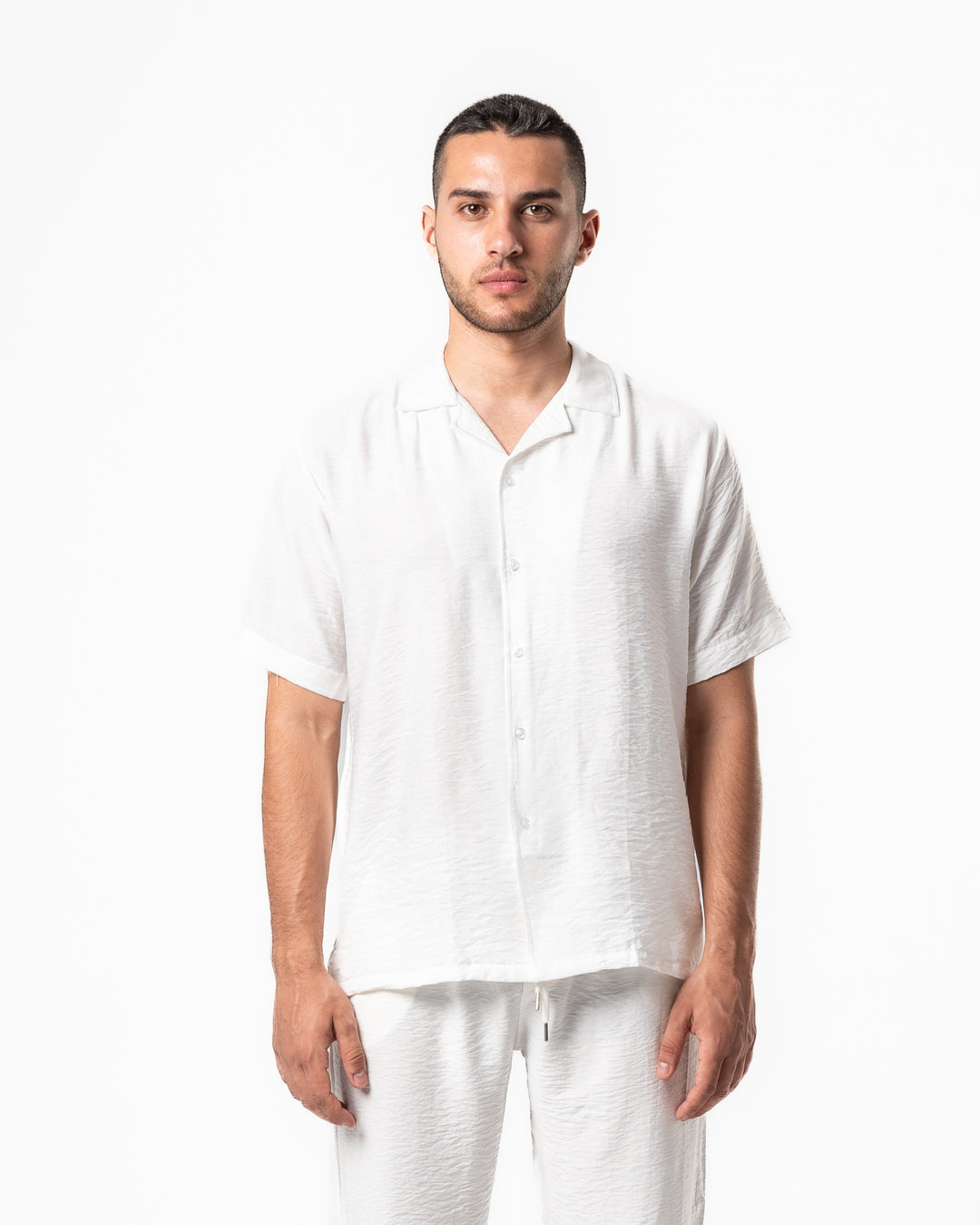 Brava Off White Half Shirt Linen  (Buy1 Get1)