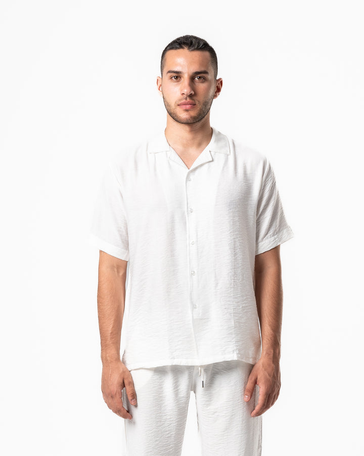 Brava Off White Half Shirt Linen  (Buy1 Get1)