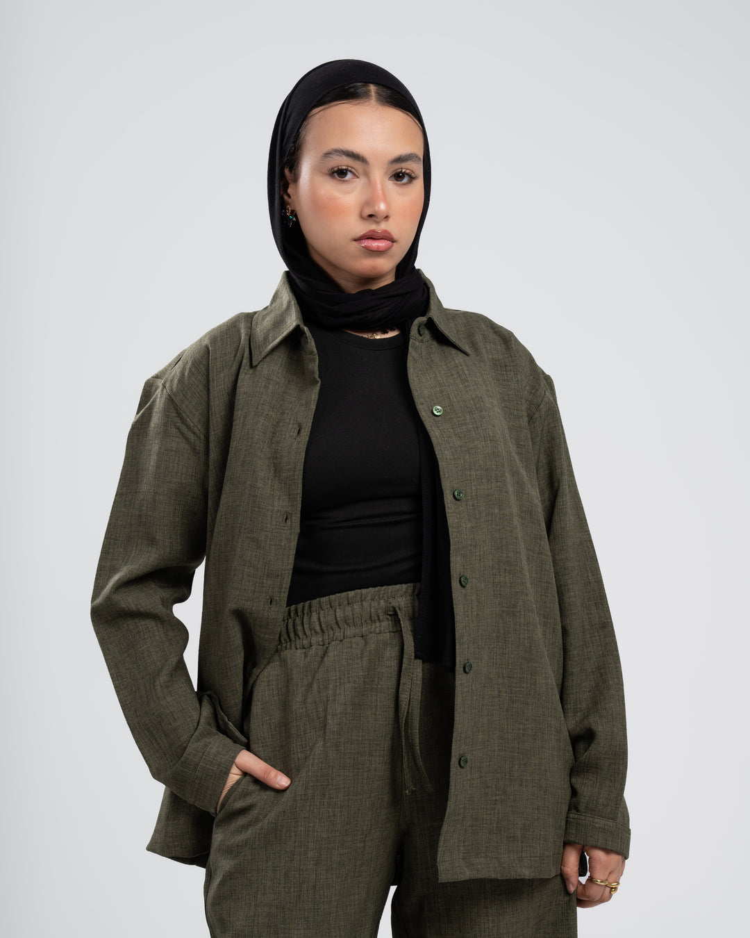 Brava Women Olive Linen Set