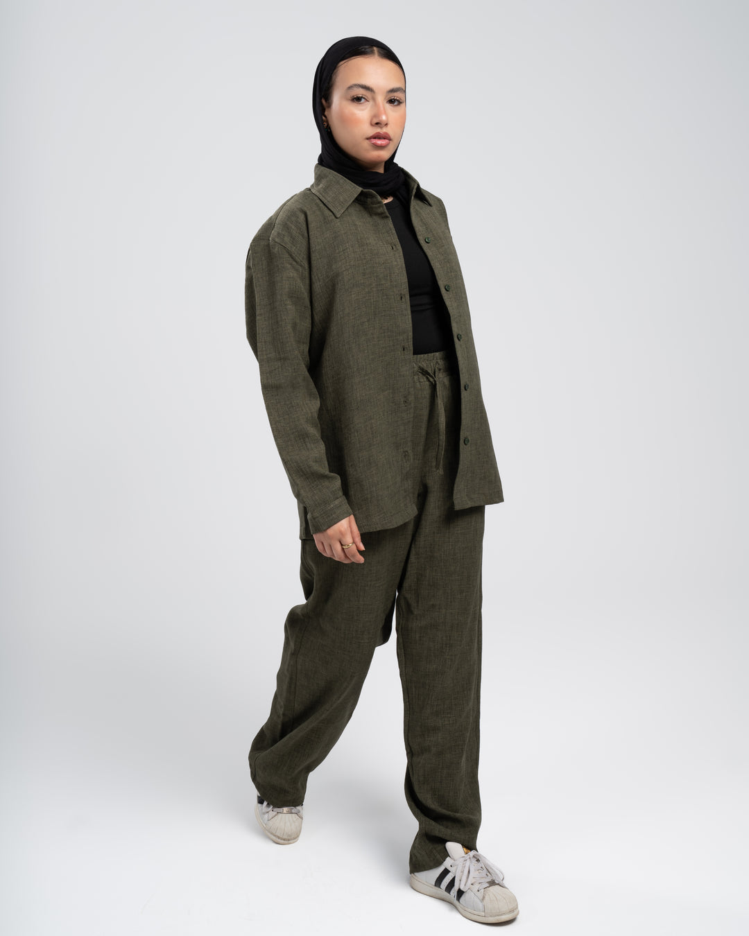 Brava Women Olive Linen Set