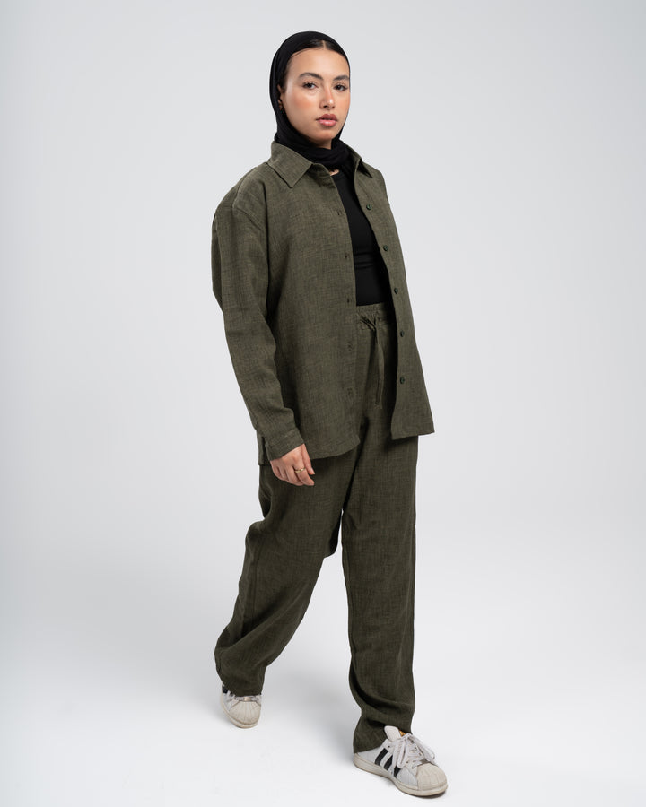 Brava Women Olive Linen Set