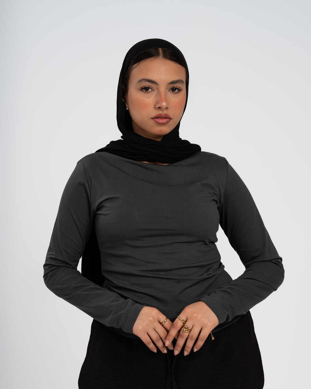 Petroleum Cotton Round Neck - Long Sleeve