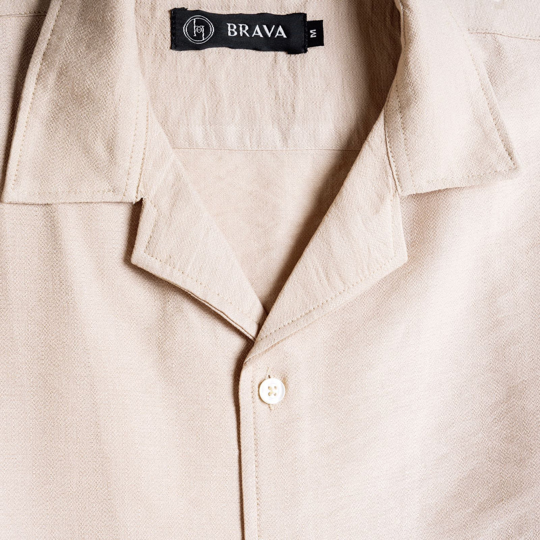 Brava Beige Half Shirt Linen  (Buy1 Get1)