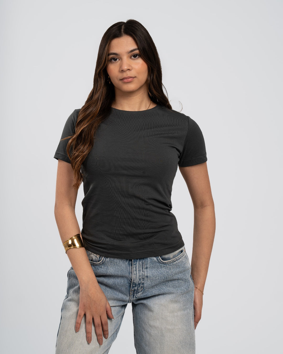 Petroleum Cotton Round Neck - Short Sleeve