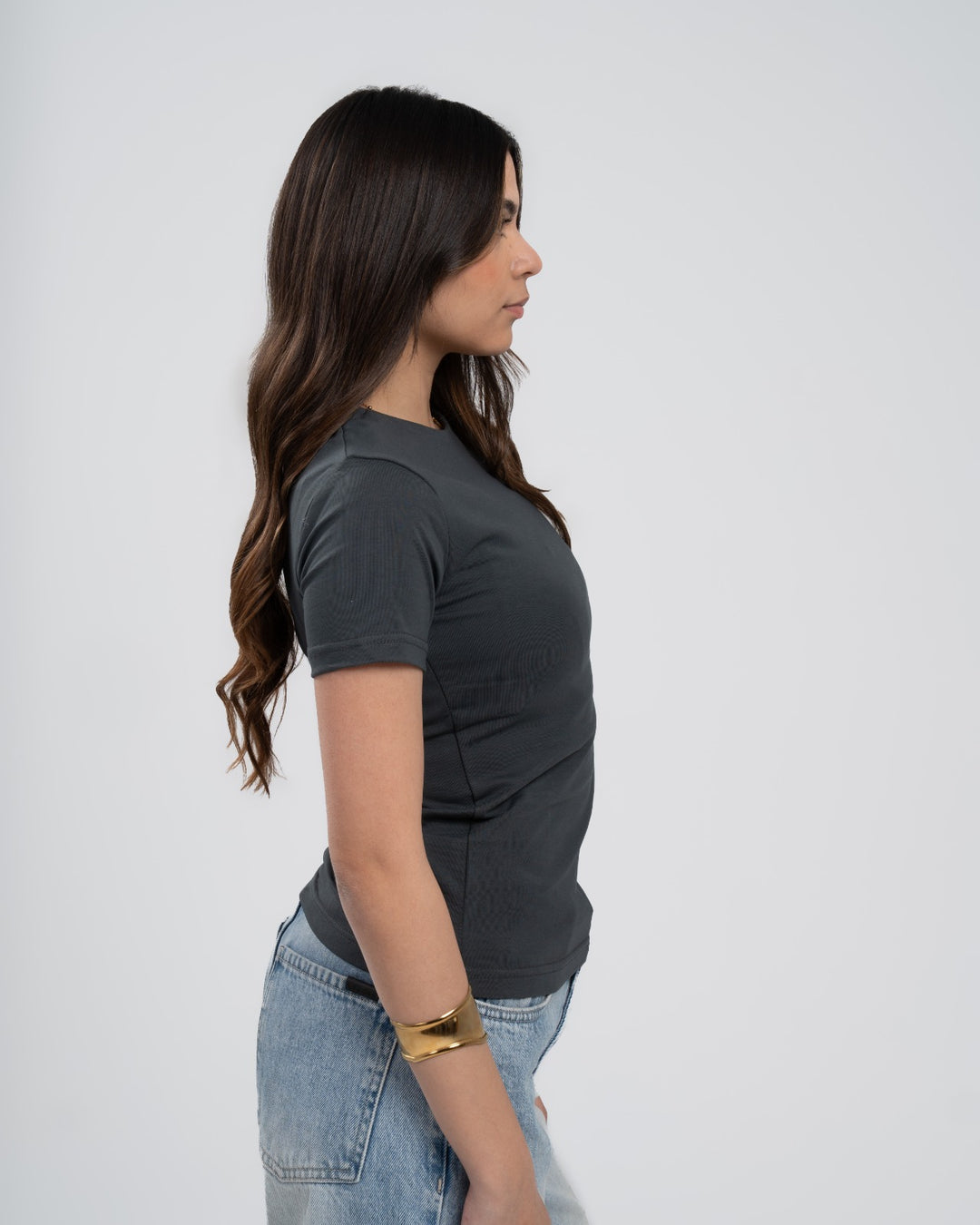 Petroleum Cotton Round Neck - Short Sleeve