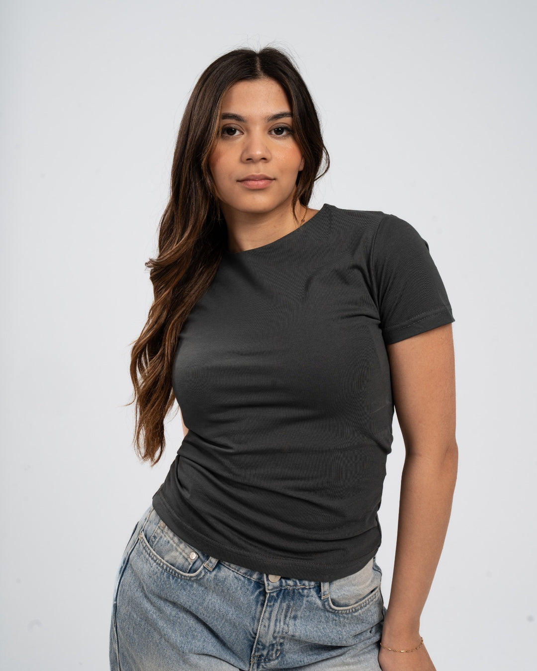 Petroleum Cotton Round Neck - Short Sleeve