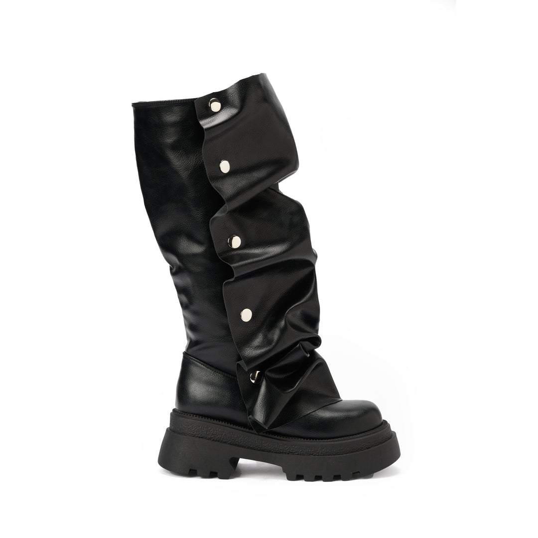 Brava — Ruffle Armor Boot- Black