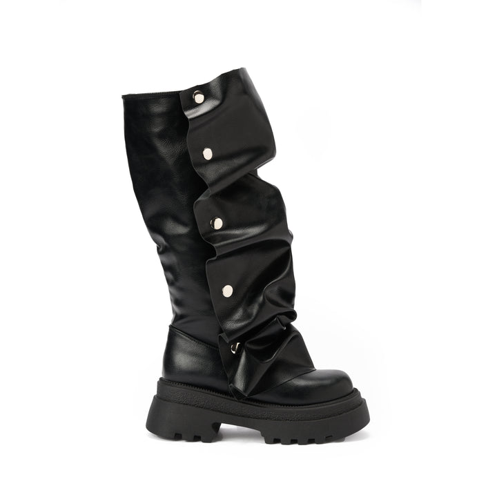 Brava — Ruffle Armor Boot- Black