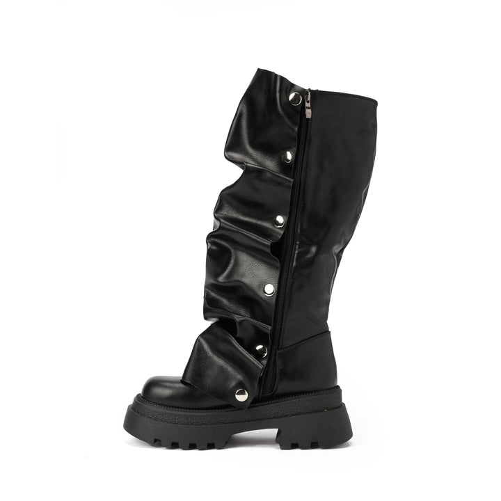 Brava — Ruffle Armor Boot- Black