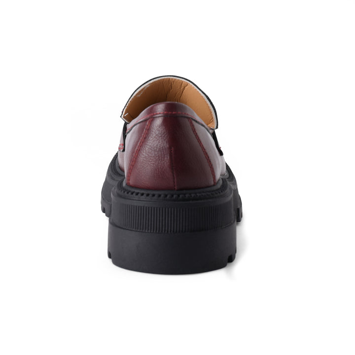 Women Burgundy Chunky Buckled Loafer