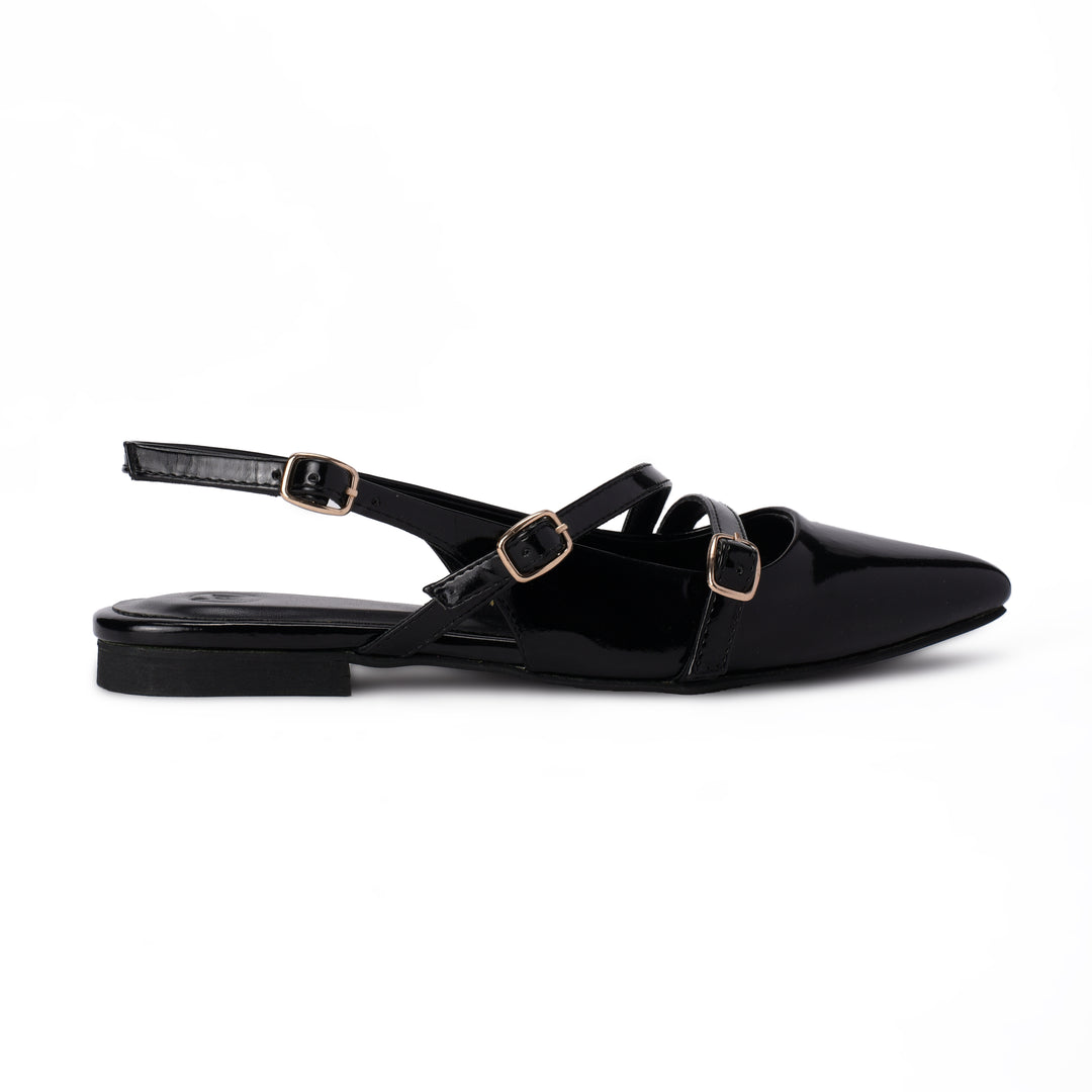 Brava Black Slingback Pointed Toe Flat